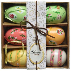 Декоративные пасхальные яйца с лентами Весенняя нежность 8 см, 6 шт, подвеска Kaemingk фото 3