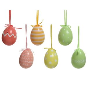 Пасхальные украшения Яйца с лентами - Geometry 8 см, 6 шт, подвеска Kaemingk фото 2