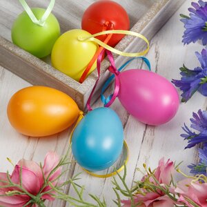 Пасхальные украшения Яйца Easter Carnaval 6 см, 6 шт, подвеска Kaemingk фото 1