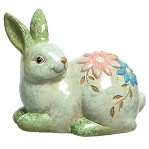 Керамическая садовая статуэтка Кролик Оливер - Весенние цветы 14 см Kaemingk фото 1