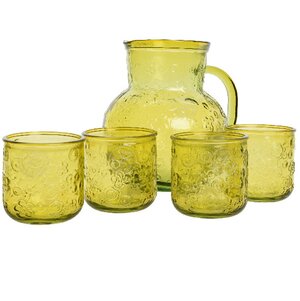 Набор для воды Роксолана: кувшин + 4 стакана, жёлтый, стекло Kaemingk фото 1