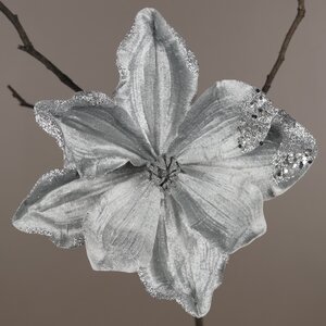 Искусственный цветок Магнолия Vercelli Argento 23 см, клипса Edelman фото 1