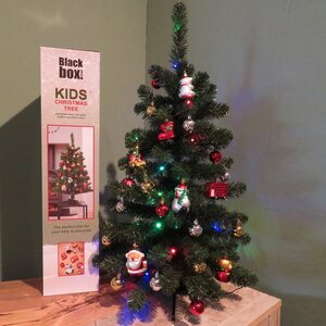 Настольная елка Christmas Story 90 см с игрушками и разноцветной LED гирляндой на батарейках, ПВХ