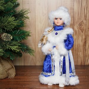 Фигура Снегурочка - Морозная Княжна в синей шубке 40 см