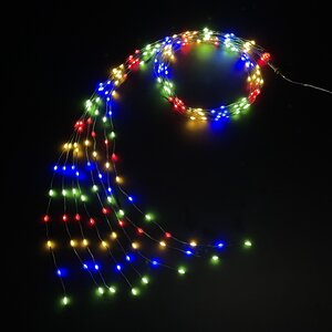Гирлянда на елку 2 м Лучи Росы - Micro Flex, 12 нитей, 480 разноцветных LED ламп, зеленая проволока, контроллер, IP44 Edelman фото 3