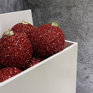Набор елочных шаров Fluffy Shine: Красный 8 см, 24 шт Edelman фото 3