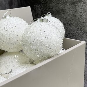 Набор елочных шаров Fluffy Shine: Белый 10 см, 24 шт Edelman фото 3