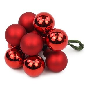 Гроздь стеклянных шаров на проволоке Minolo 2 см красный mix, 10 шт Christmas Deluxe фото 1