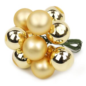 Гроздь стеклянных шаров на проволоке Minolo 2 см золотой mix, 10 шт Christmas Deluxe фото 1