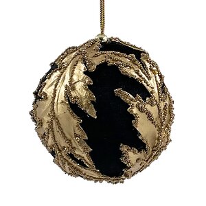 Винтажный елочный шар Con Foglie di Champagne 9 см черный Christmas Deluxe фото 3