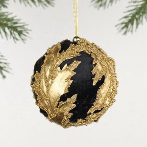 Винтажный елочный шар Con Foglie di Champagne 9 см черный Christmas Deluxe фото 2