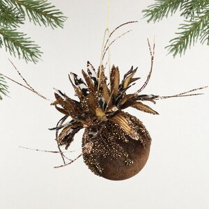 Винтажный елочный шар Girasole Marrone 10 см Christmas Deluxe фото 3