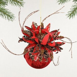 Винтажный елочный шар Girasole Skormus 10 см, красный Christmas Deluxe фото 3