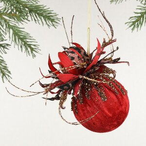 Винтажный елочный шар Girasole Skormus 10 см, красный Christmas Deluxe фото 5
