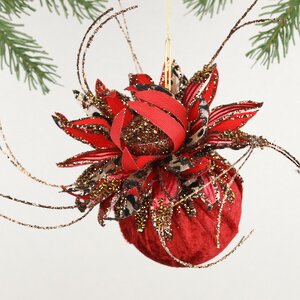 Винтажный елочный шар Girasole Skormus 10 см, красный Christmas Deluxe фото 4