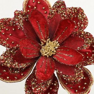 Искусственный цветок Кувшинка - Motavio Vega 56 см бордовый Christmas Deluxe фото 2