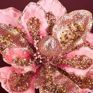 Искусственный цветок Магнолия - Cesare Cante 18 см, клипса Christmas Deluxe фото 2