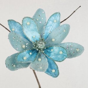 Искусственный цветок Flippo Racoti 15 см светло-голубой, клипса Christmas Deluxe фото 4
