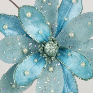 Искусственный цветок Flippo Racoti 15 см светло-голубой, клипса Christmas Deluxe фото 2