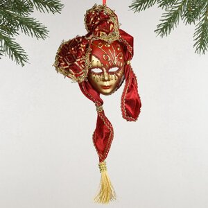 Елочная игрушка Маска Chive Scarlatto 15 см, подвеска Christmas Deluxe фото 1