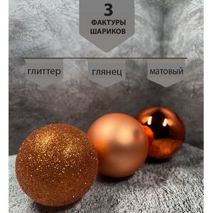 Набор стеклянных шаров Blanchett - Peach Tenderness 5-7 см, 26 шт Christmas Deluxe (Кристмас Делюкс) фото 6