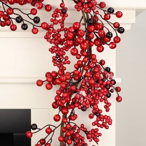 Декоративная гирлянда с красными ягодами Редберри 260 см, заснеженная Christmas Deluxe фото 3