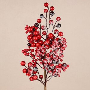 Декоративная ветка с ягодами Пауло 55 см, заснеженная Christmas Deluxe фото 1