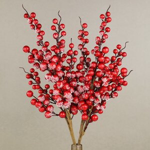 Декоративная ветка с ягодами Твинки 55 см, заснеженная Christmas Deluxe фото 3