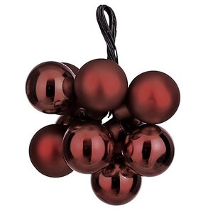 Гроздь стеклянных шаров на проволоке Minolo 2 см бордовый mix, 10 шт Christmas Deluxe фото 1