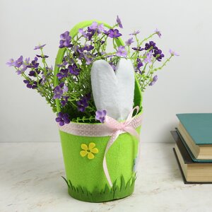 Декоративная корзинка для подарков Сюрприз от Зайки 30 см зеленая Kaemingk фото 2