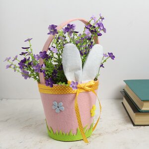 Декоративная корзинка для подарков Сюрприз от Зайки 30 см розовая Kaemingk фото 2