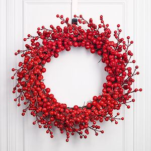 Венок-подсвечник Амандин с красными ягодами 50 см Christmas Deluxe (Кристмас Делюкс) фото 4