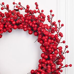 Венок-подсвечник Амандин с красными ягодами 50 см Christmas Deluxe (Кристмас Делюкс) фото 2