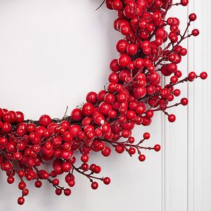 Венок-подсвечник Амандин с красными ягодами 50 см Christmas Deluxe (Кристмас Делюкс) фото 3
