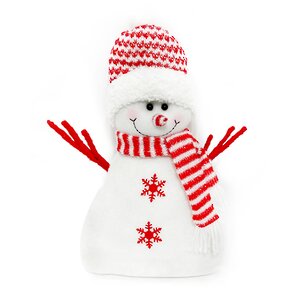Декоративная фигура Снеговичок Лукас в полосатой шапочке 32 см Christmas Deluxe (Кристмас Делюкс) фото 3