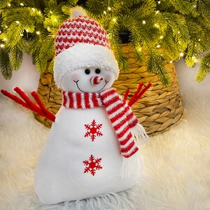 Декоративная фигура Снеговичок Лукас в полосатой шапочке 32 см Christmas Deluxe (Кристмас Делюкс) фото 2