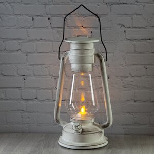 Декоративный светильник с имитацией пламени Старинная лампа 30 см белая, батарейки Kaemingk фото 1