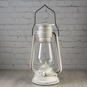 Декоративный светильник с имитацией пламени Старинная лампа 30 см белая, батарейки Kaemingk фото 2