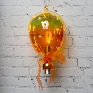 Подвесной светильник Воздушный Шарик Скай 21 см с теплыми белыми LED, оранжевый, на батарейках, стекло