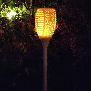 Садовый фонарь - факел Solar Flame на солнечной батарее 63*12 см с эффектом пламени, белый, IP44 Kaemingk фото 2