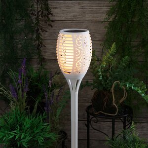 Садовый фонарь - факел Solar Flame на солнечной батарее 63*12 см с эффектом пламени, белый, IP44