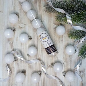 Набор пластиковых шаров Блеск 3 см белый, 14 шт Kaemingk/Winter Deco фото 2
