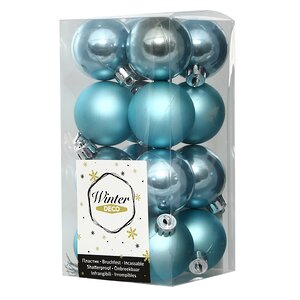 Набор пластиковых шаров Голубая Карамель 4 см, 16 шт, mix Winter Deco фото 2