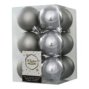 Набор пластиковых шаров Платиновый 6 см, 12 шт, mix Winter Deco фото 2