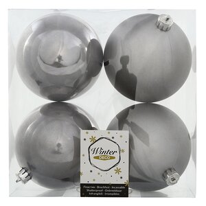 Набор пластиковых шаров Платиновый 10 см, 4 шт, mix Winter Deco фото 2