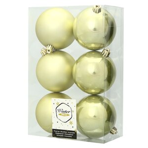 Набор пластиковых шаров Нежно-оливковый 8 см, 6 шт, mix Winter Deco фото 2