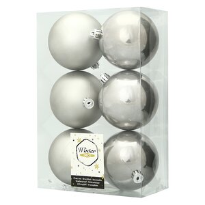 Набор пластиковых шаров Платиновый 8 см, 6 шт, mix Winter Deco фото 2