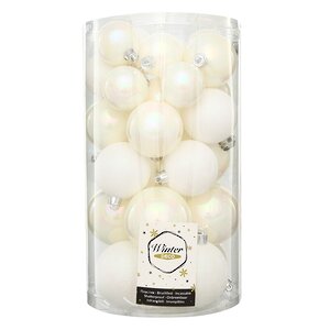 Набор пластиковых шаров Glossy Shine: Белый перламутр 3-6 см, 30 шт Winter Deco фото 2