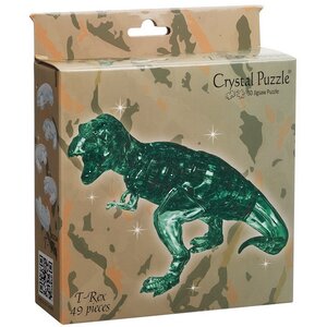 3Д пазл Динозавр T-Rex, 14 см, зеленый, 49 эл. Crystal Puzzle фото 6