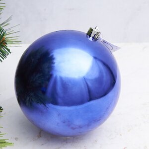 Пластиковый шар 14 см синий королевский глянцевый Winter Deco фото 1